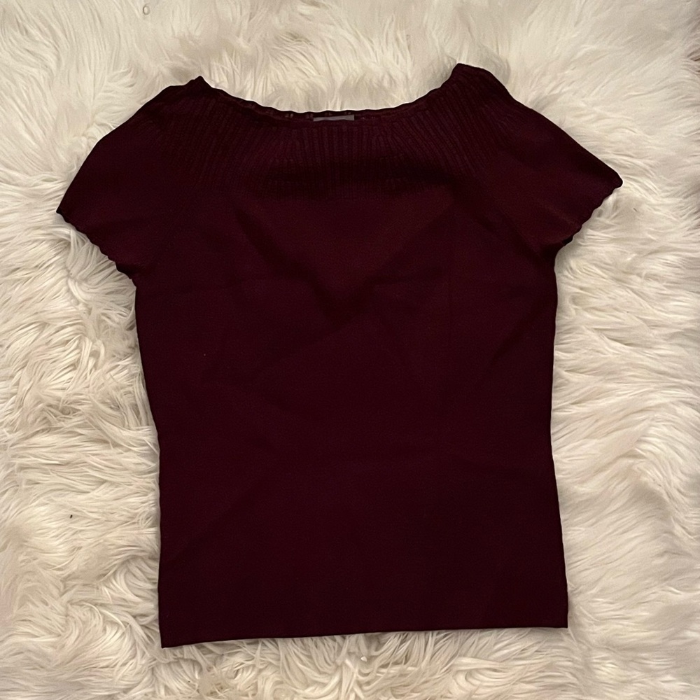 Ann Taylor Burgundy Sweater Blouse